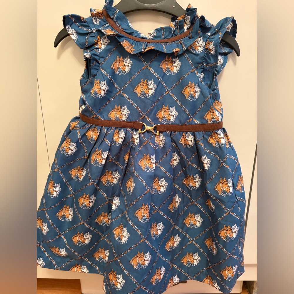 Janie & Jack Teal Equestrian girls dress